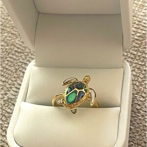 Na Hoku Brand New 14KY Abalone & White MOP inlay Turtle Ring!! 🌊 🐢 🌴 🌺!!!